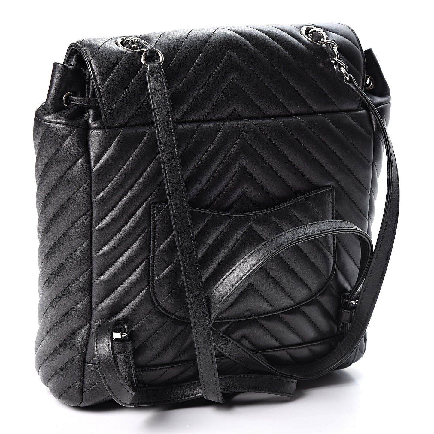 Calfskin Chevron Quilted Large Urban Spirit Backpack Black