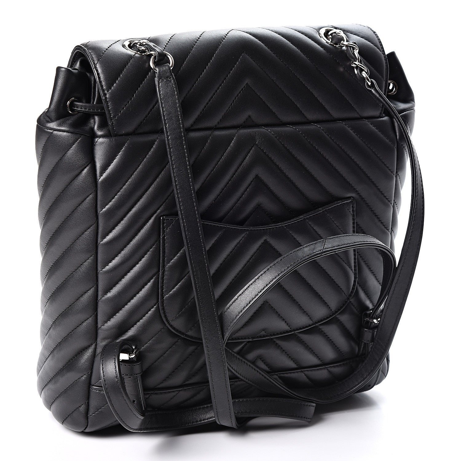 Chanel Calfskin Chevron Quilted Large Urban Spirit Backpack Black 2 of 10