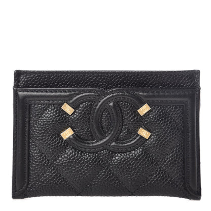 Chanel Caviar Quilted Filigree Card Holder Black 1 of 9