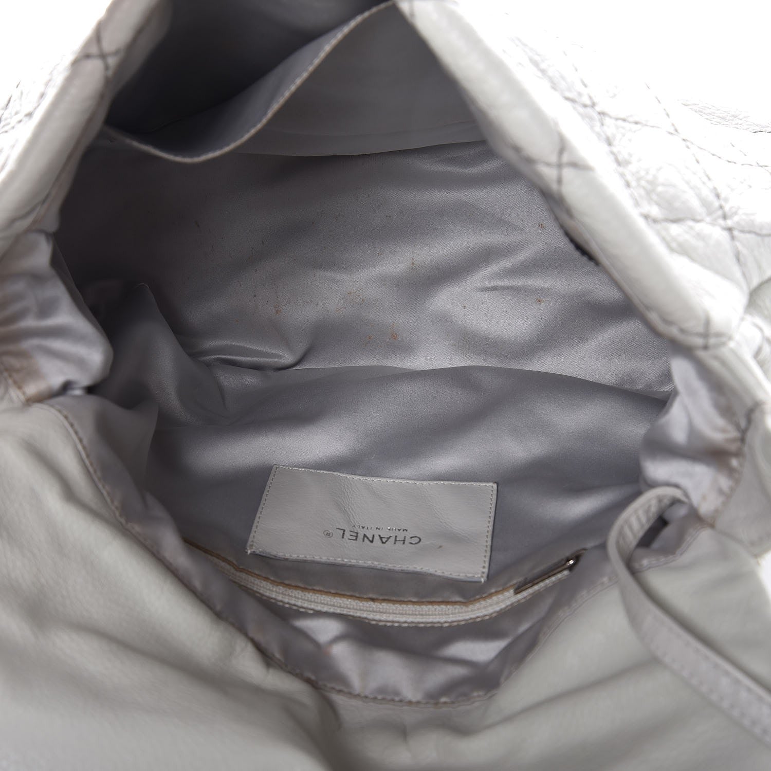 Chanel Glazed Calfskin XL On The Road Flap Light Grey 5 of 9