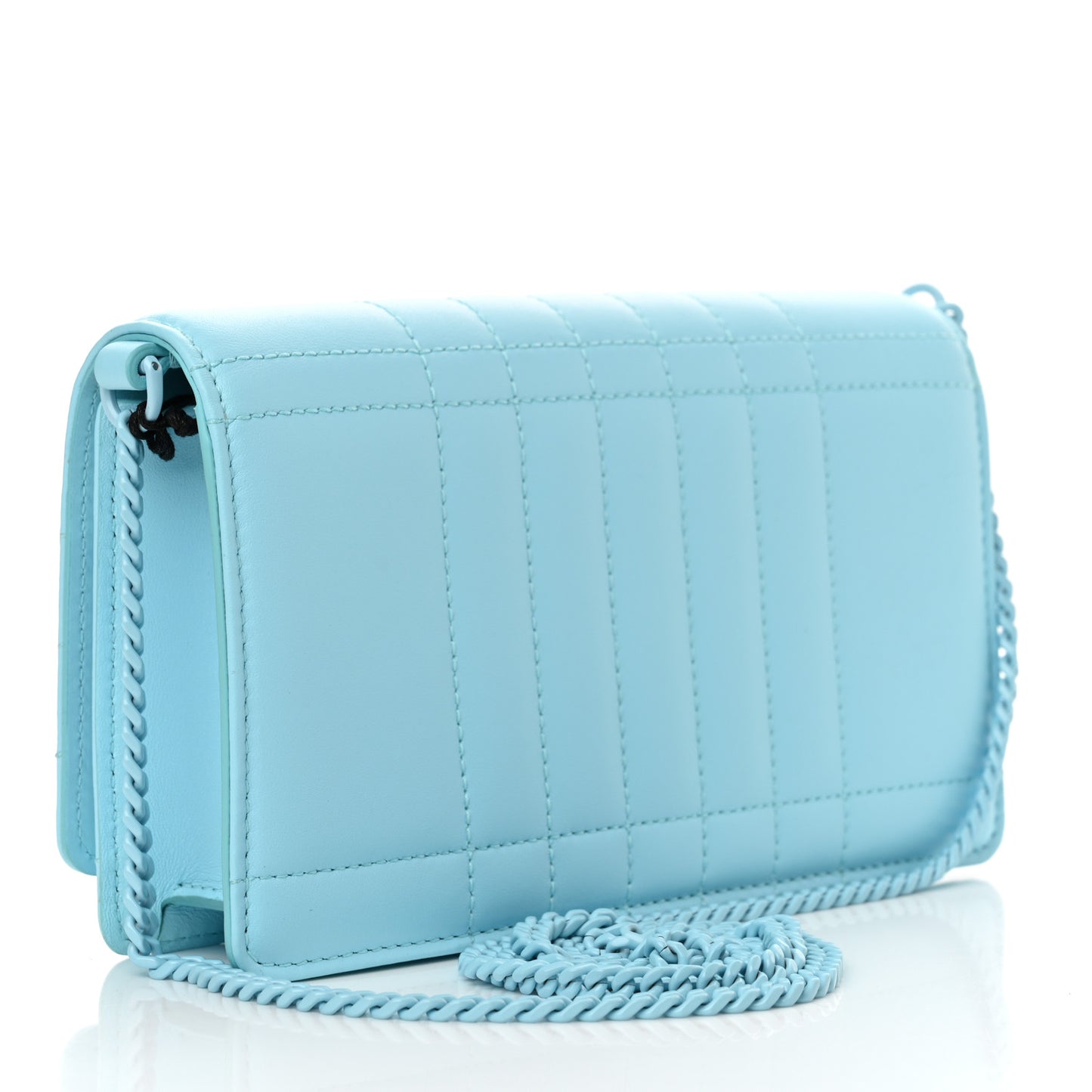 Lambskin Quilted Lola Clutch On Chain Cool Sky Blue