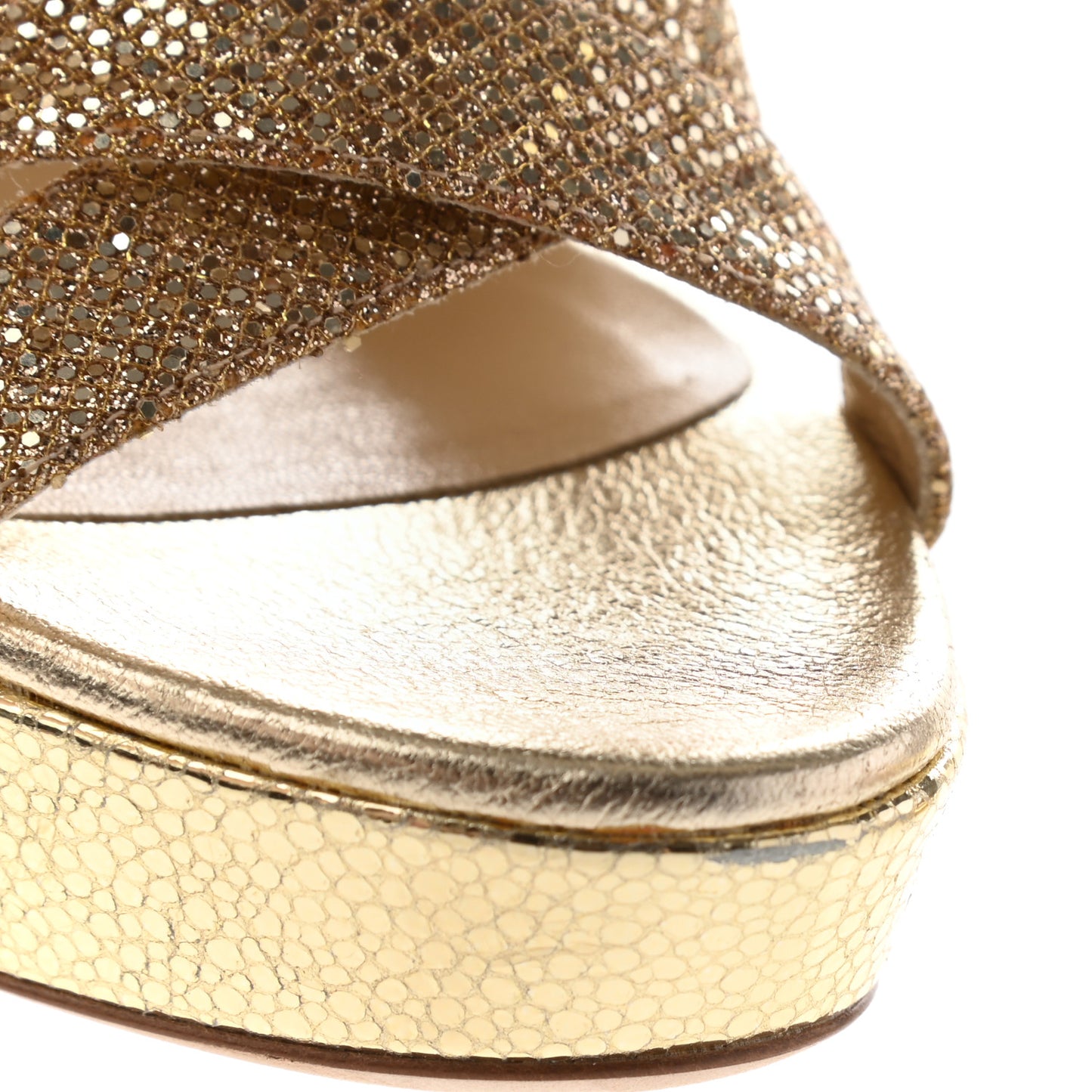 Glitter Vamp Platform Sandals 37 Gold