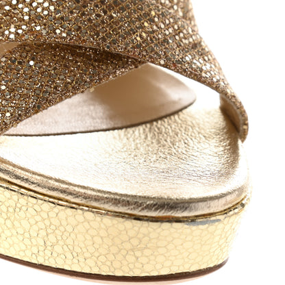 Jimmy Choo Glitter Vamp Platform Sandals 37 Gold 12 of 16