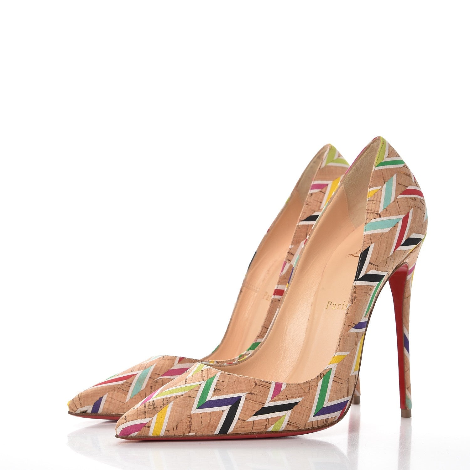 Christian Louboutin Cork Chevron Print So Kate 120 Pumps 39 Multicolor 2 of 9