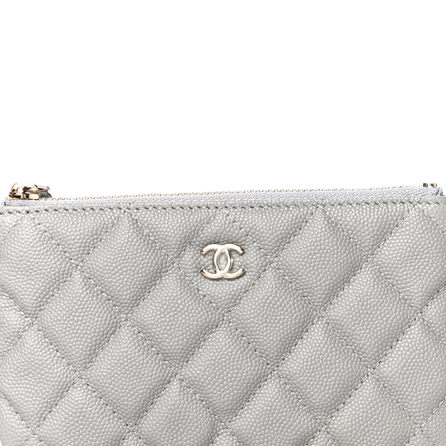 Caviar Quilted Small Cosmetic Case Grey