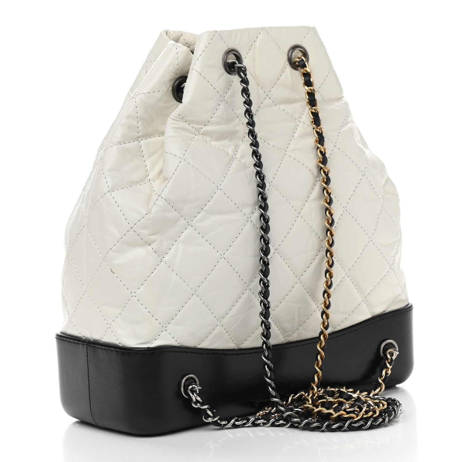 Chanel Aged Calfskin Quilted Gabrielle Backpack Black White 3 of 12