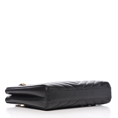 Saint Laurent Grain De Poudre Matelasse Chevron Small Tribeca Shopping Bag Black 4 of 12