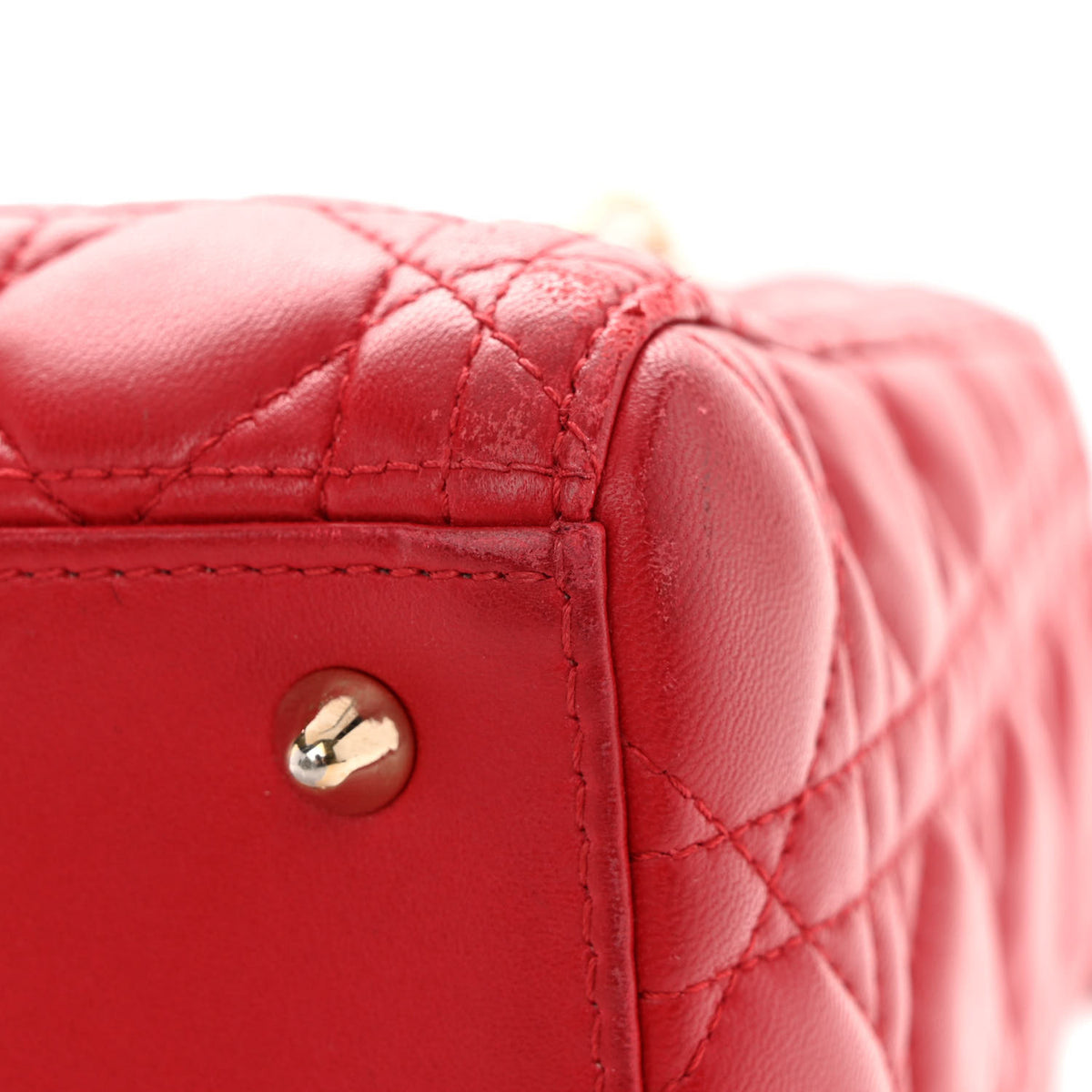 Christian Dior Lambskin Cannage Medium Lady Dior Red 12 of 12