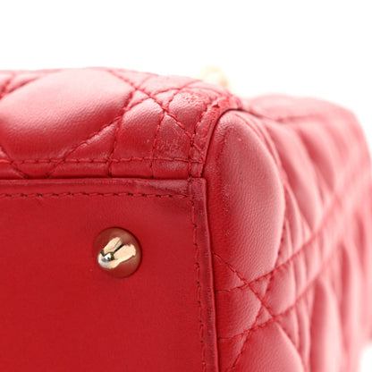 Christian Dior Lambskin Cannage Medium Lady Dior Red 12 of 12