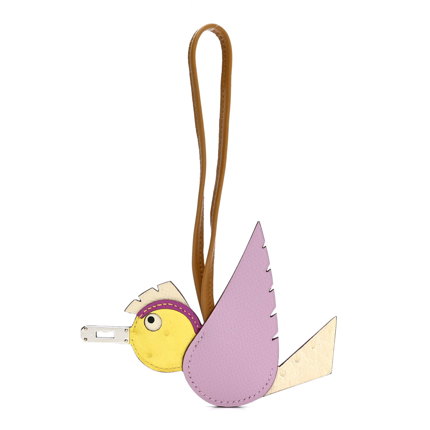 Ostrich Epsom Swift Birdy Bag Charm Mauve Sylvestre Nata Jaune Citron Magnolia Sesame