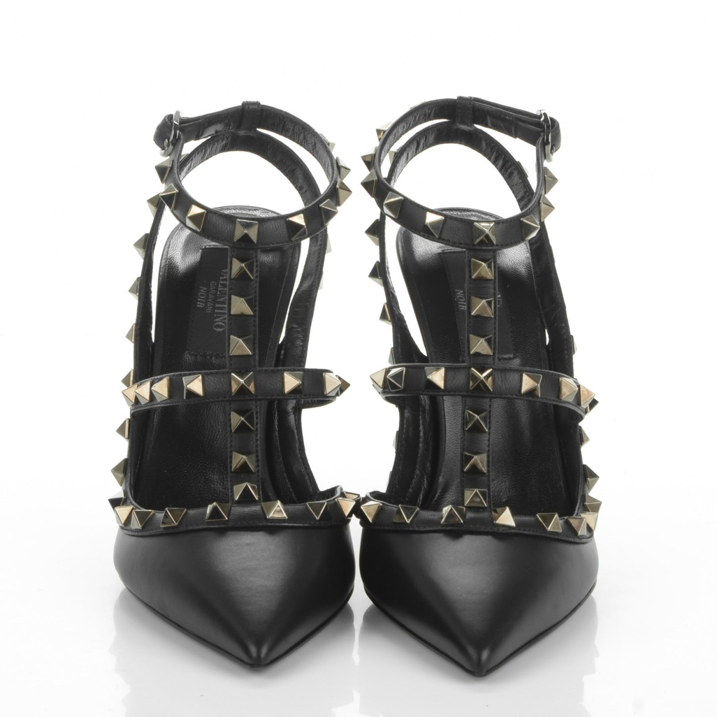 Nappa Rockstud Ankle Strap Pumps 38 Black