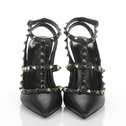 Valentino Garavani Nappa Rockstud Ankle Strap Pumps 38 Black 2 of 7