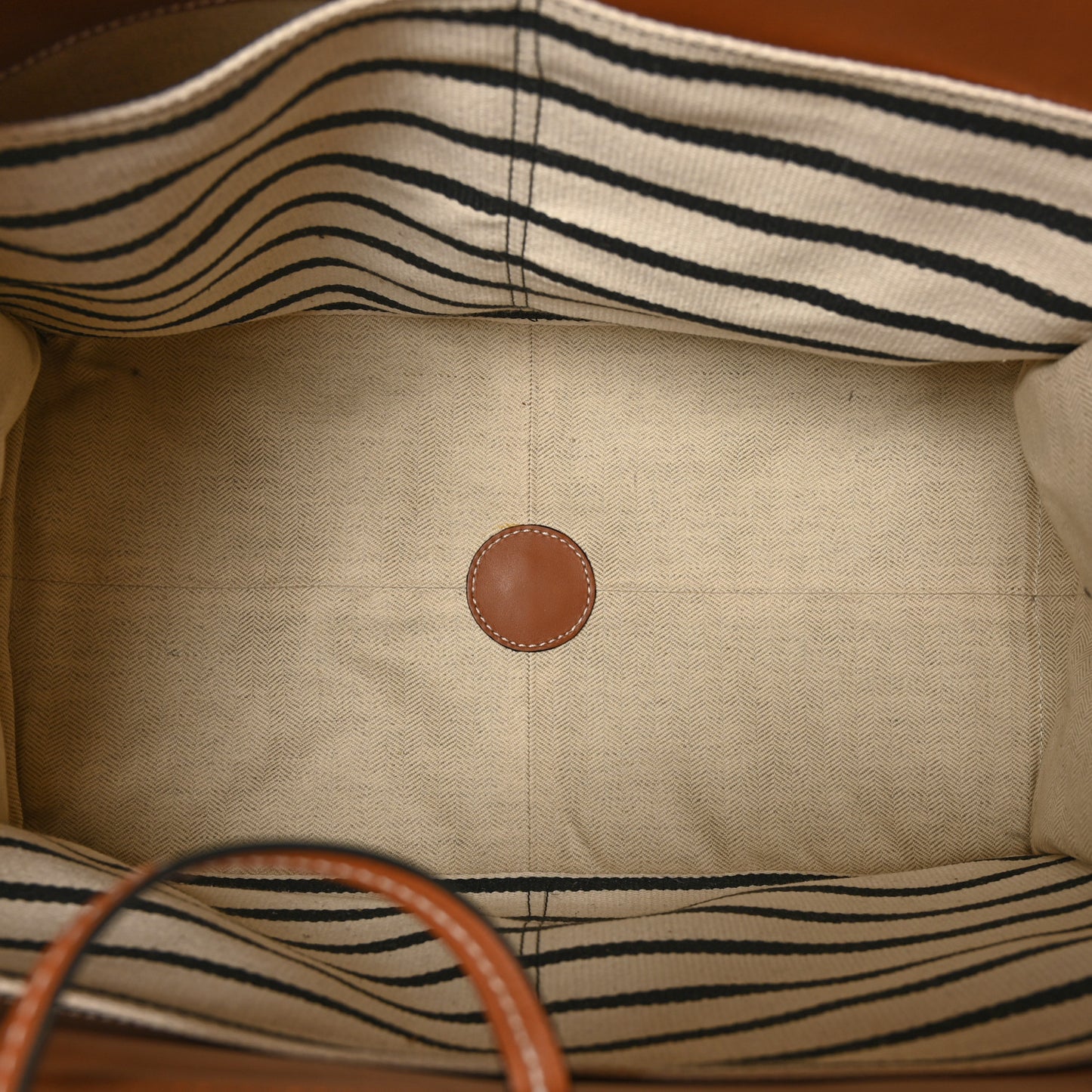Canvas Calfskin Print Paulas Ibiza Stripes Cushion Tote Red White