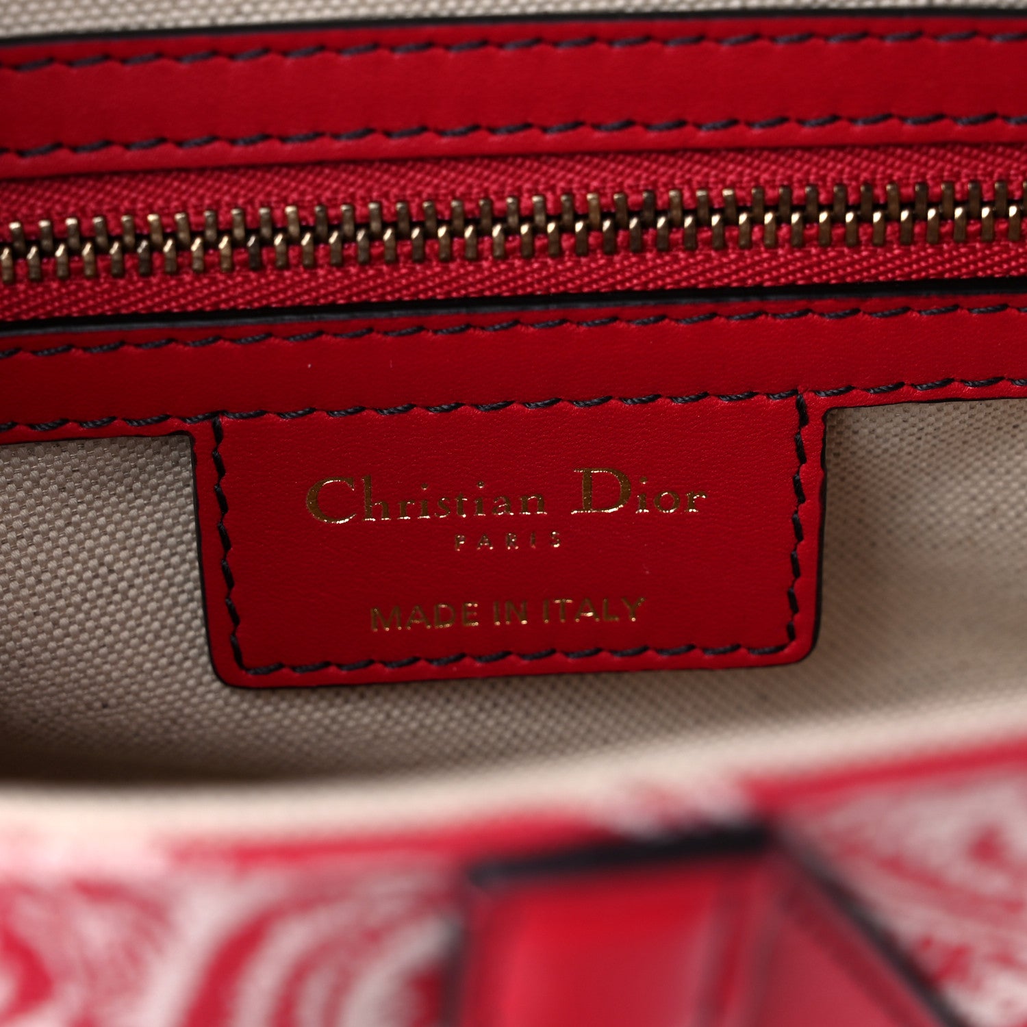 Christian Dior Canvas Reverse Embroidered Toile De Jouy Saddle Bag Red 5 of 8