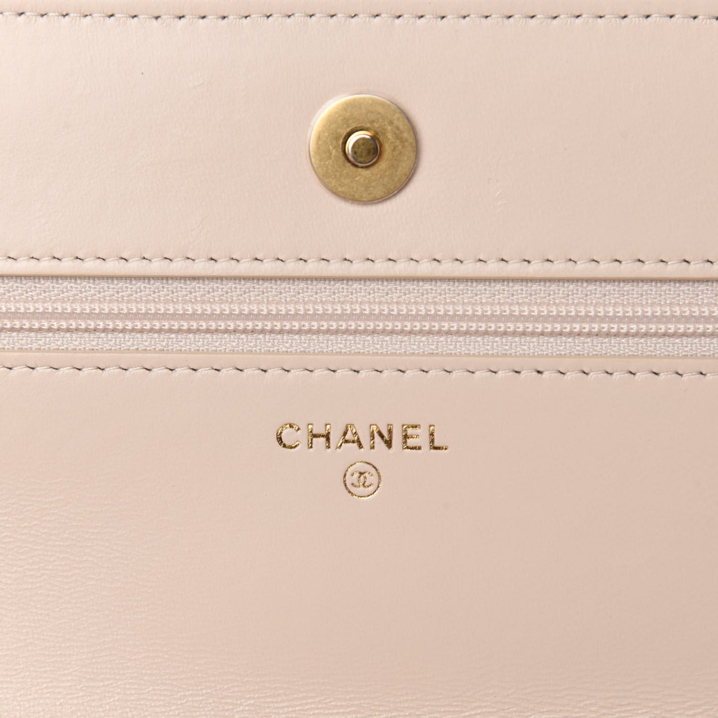 Lambskin Quilted Chain Around Wallet On Chain WOC Beige
