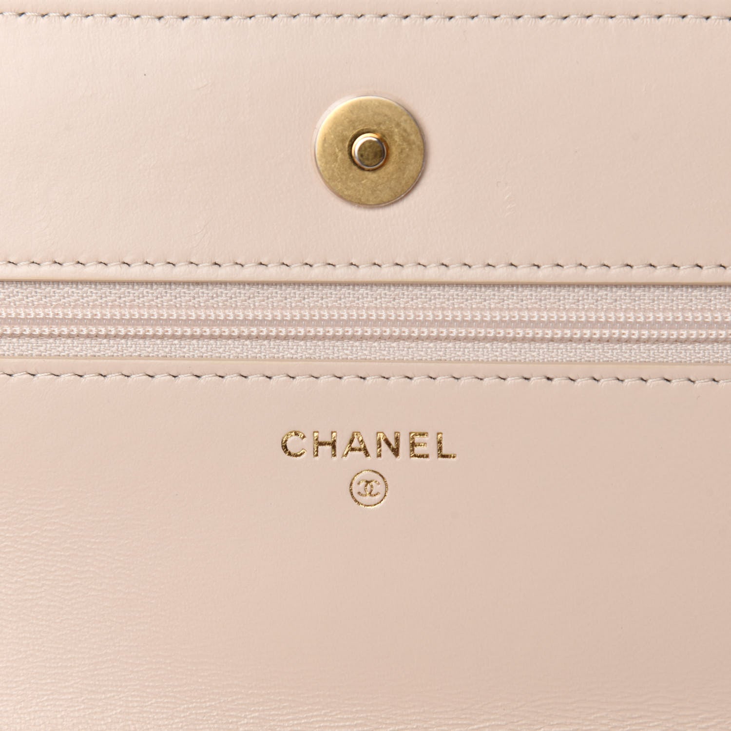 Chanel Lambskin Quilted Chain Around Wallet On Chain WOC Beige 9 of 13