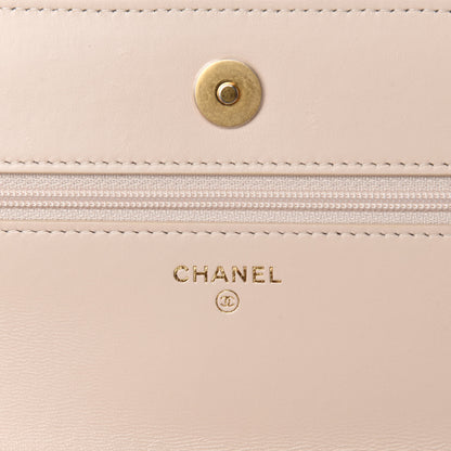 Chanel Lambskin Quilted Chain Around Wallet On Chain WOC Beige 9 of 13