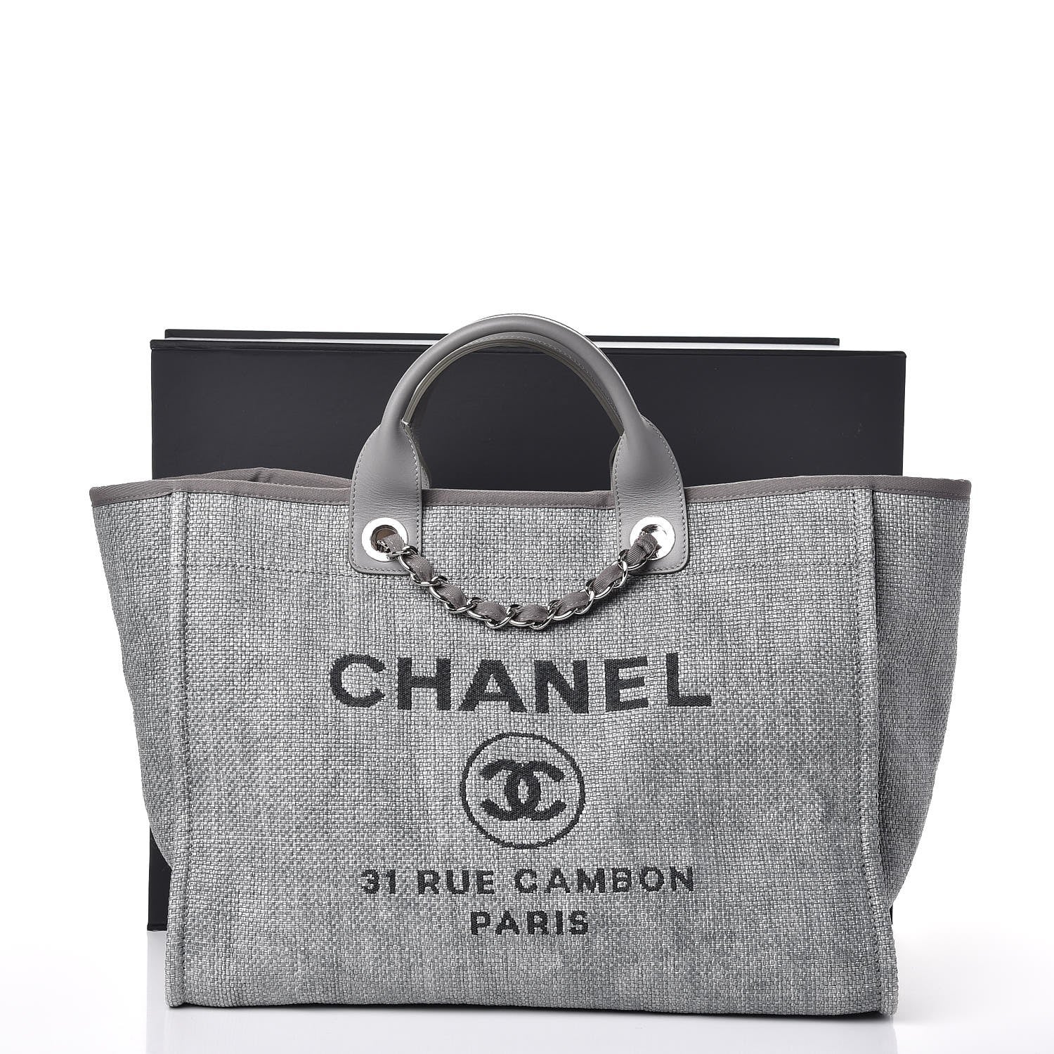 Chanel Canvas Large Deauville Tote Grey 9 of 9
