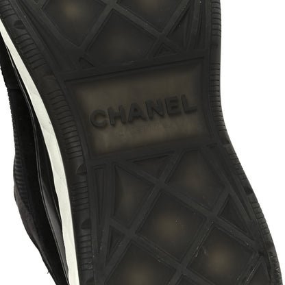 Chanel Velvet Calfskin Mixed Fibers CC Sneakers 38 Black Dark Grey 7 of 10