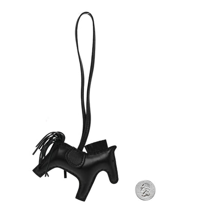 Hermes Milo Lambskin Grigri Rodeo Horse Bag Charm PM So Black 2 of 5