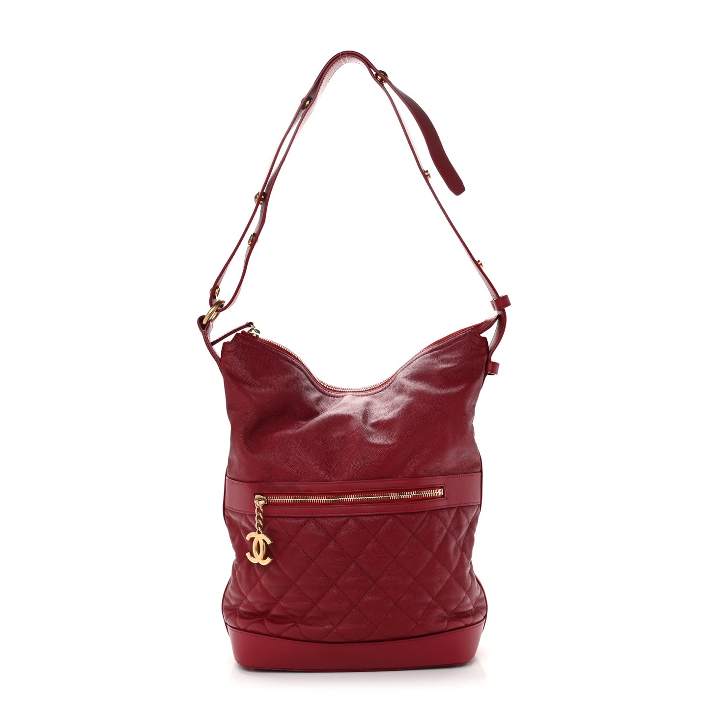 Caviar Lambskin Quilted Casual Style Hobo Red