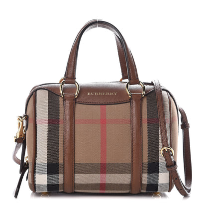 Burberry House Check Derby Calfskin Small Alchester Bowling Bag Tan 1 of 10