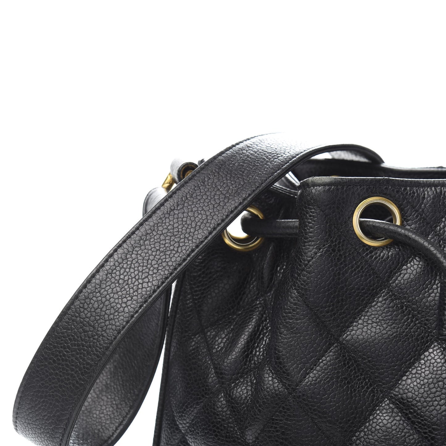 Caviar Quilted Drawstring Shoulder Bag Black