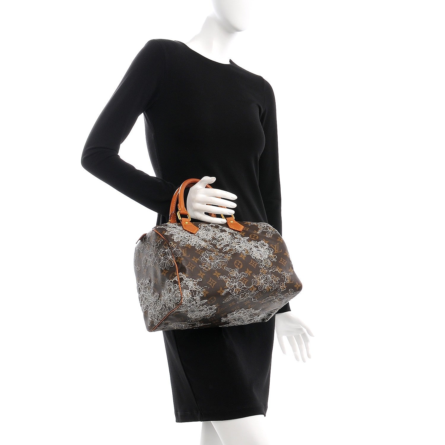 Louis Vuitton Monogram Dentelle Speedy 30 Silver 2 of 15