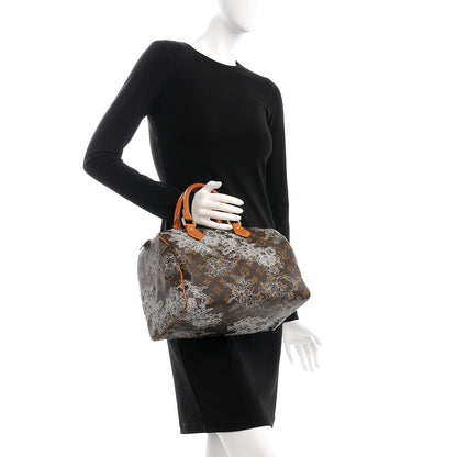 Louis Vuitton Monogram Dentelle Speedy 30 Silver 2 of 15
