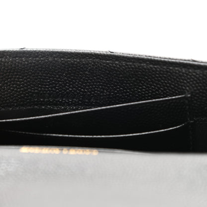 Saint Laurent Grain De Poudre Matelasse Chevron Small Monogram Envelope Wallet Black 7 of 7