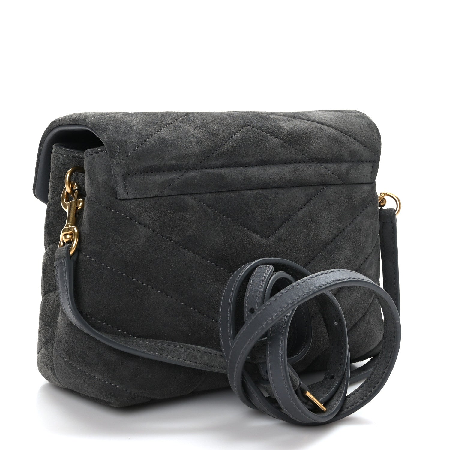 Saint Laurent Suede Toy Loulou Shoulder Bag Storm 3 of 9