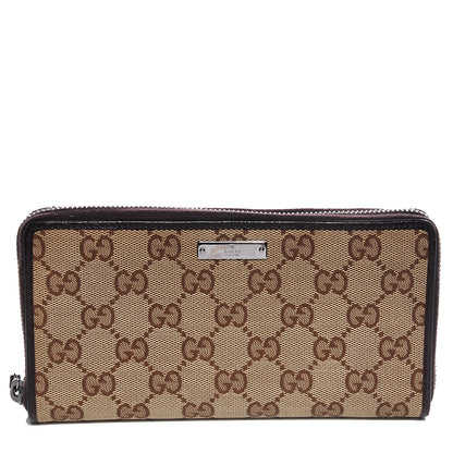 Gucci Monogram Metal Bar Zip Around Wallet Dark Brown 1 of 8