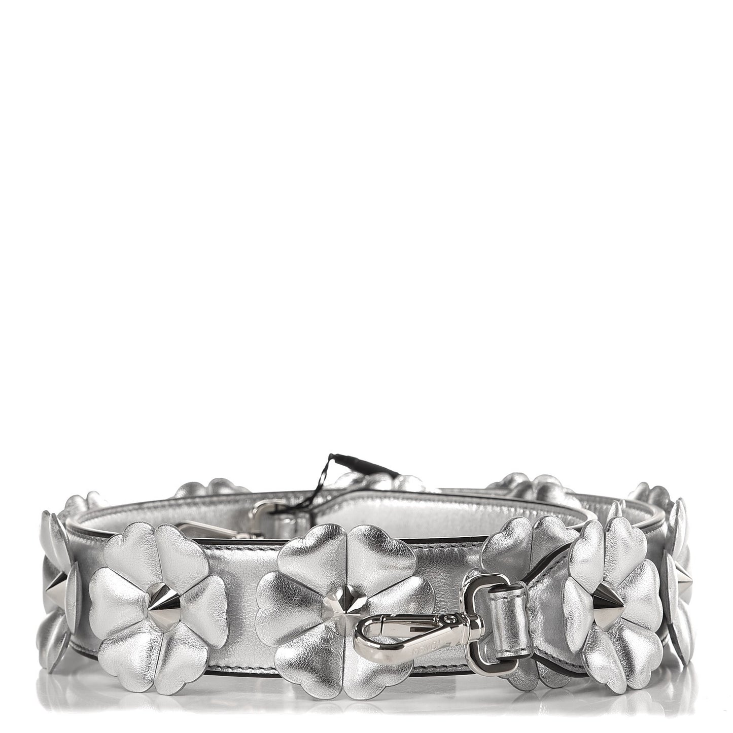 Vitello Catalan Mirror Flowerland Studded Strap You Silver