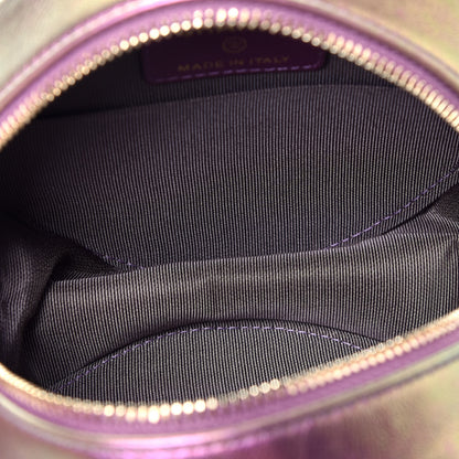 Chanel Iridescent Lambskin Quilted Round Clutch With Chain Purple 5 of 9