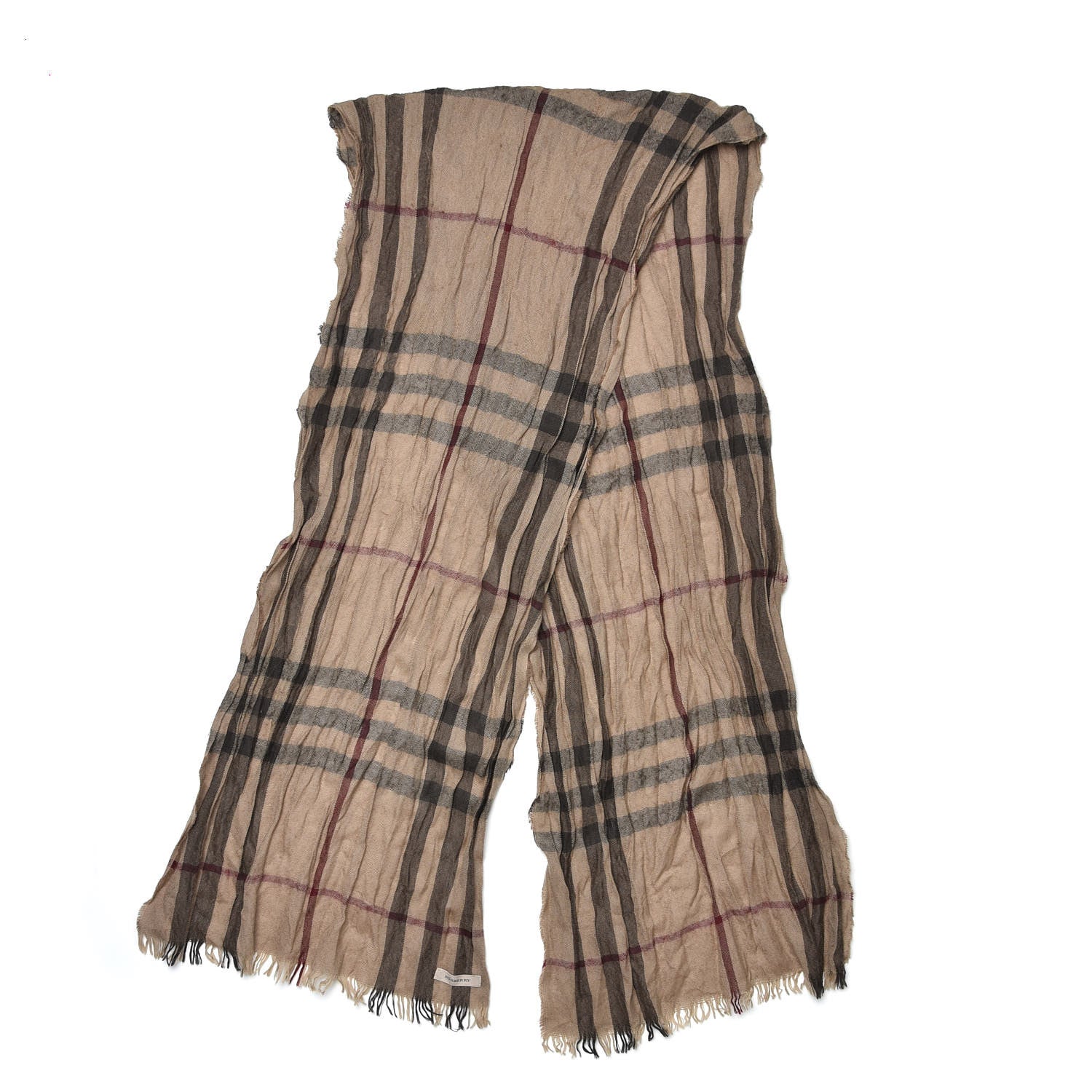 Burberry Cashmere Check Lightweight Scarf Camel 3 of 4