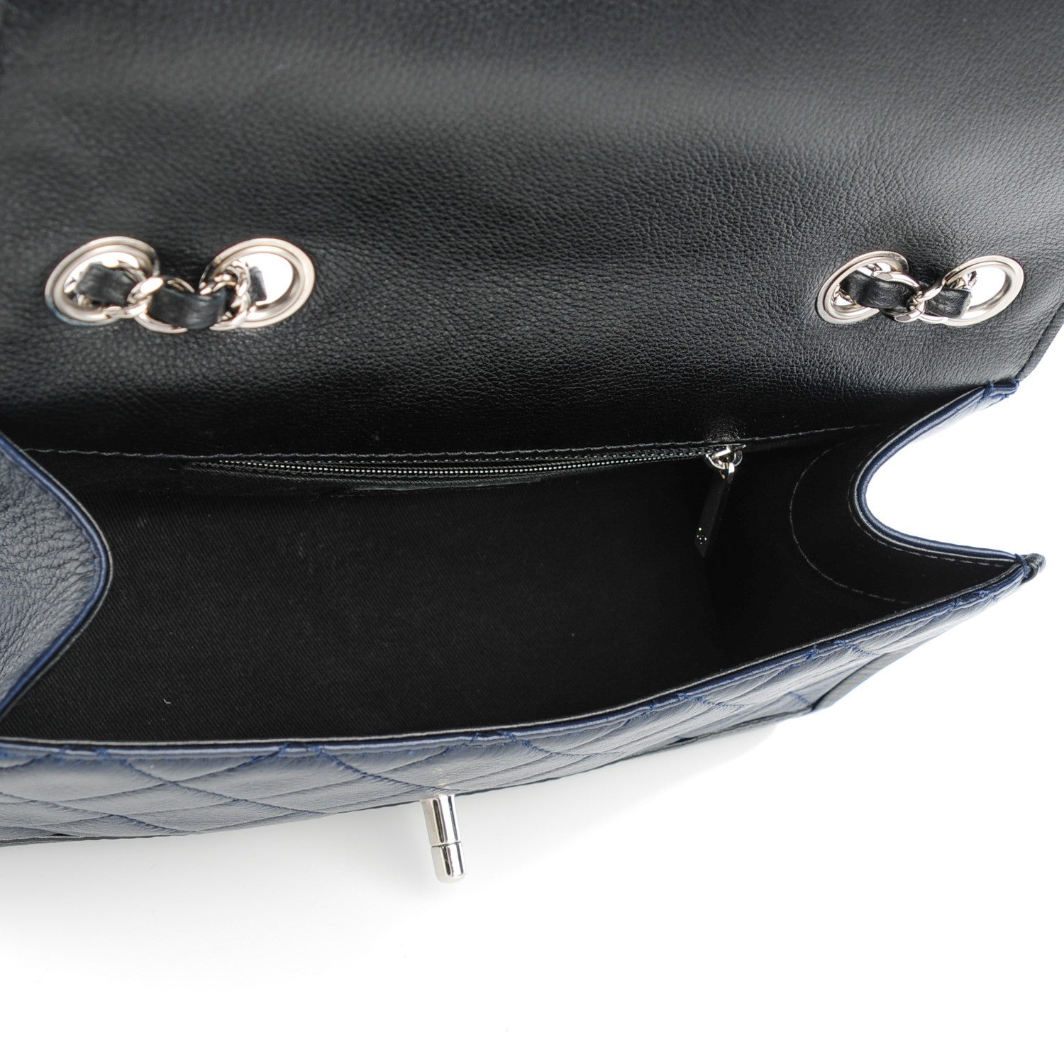 Chanel Calfskin Quilted Medium Flap Navy Black 5 of 8