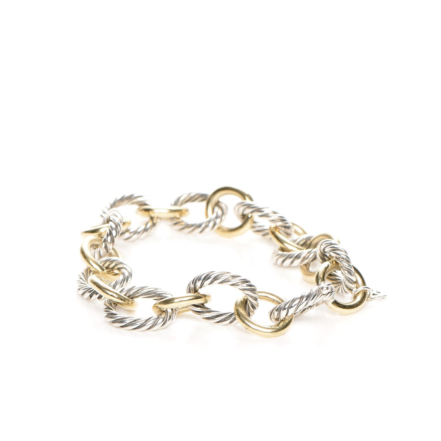 Sterling Silver 18K Yellow Gold 12mm Large Oval Link Bracelet