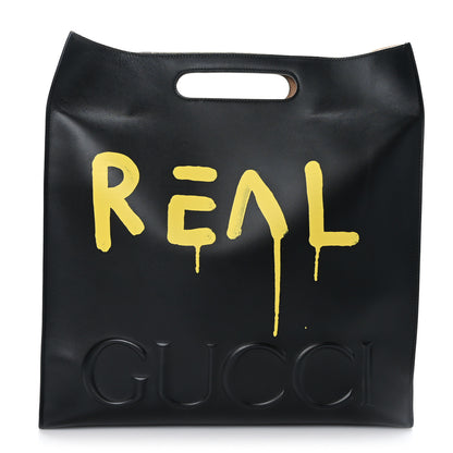 Gucci Calfskin GucciGhost Real Large XL Tote Black Yellow 1 of 8