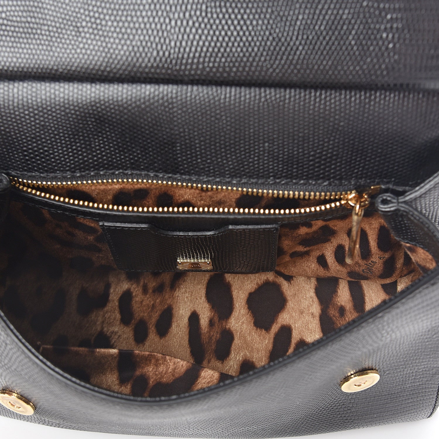 Dolce & Gabbana Iguana Calfskin Embossed Medium Miss Sicily Satchel Black 4 of 8