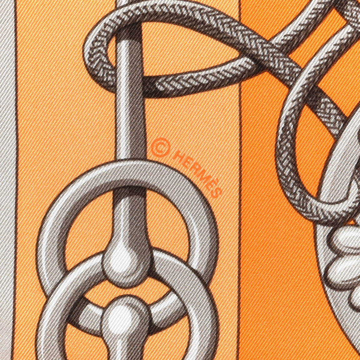 Hermes Silk Cliquetis Scarf 90 Orange Gris White 4 of 5