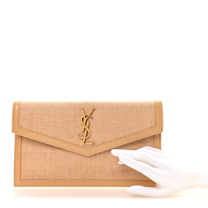 Saint Laurent Micro Raffia Uptown Pouch Natural Hay Blush 2 of 8