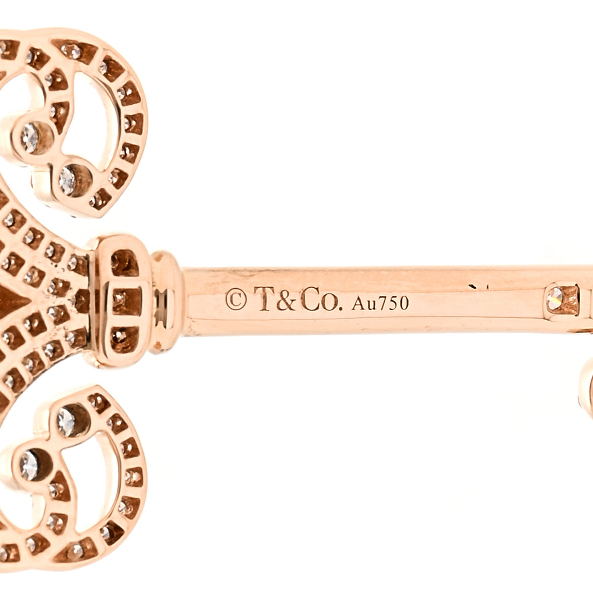 18K Rose Gold Diamond .37ct Fleur De Lis Key Pendant Necklace