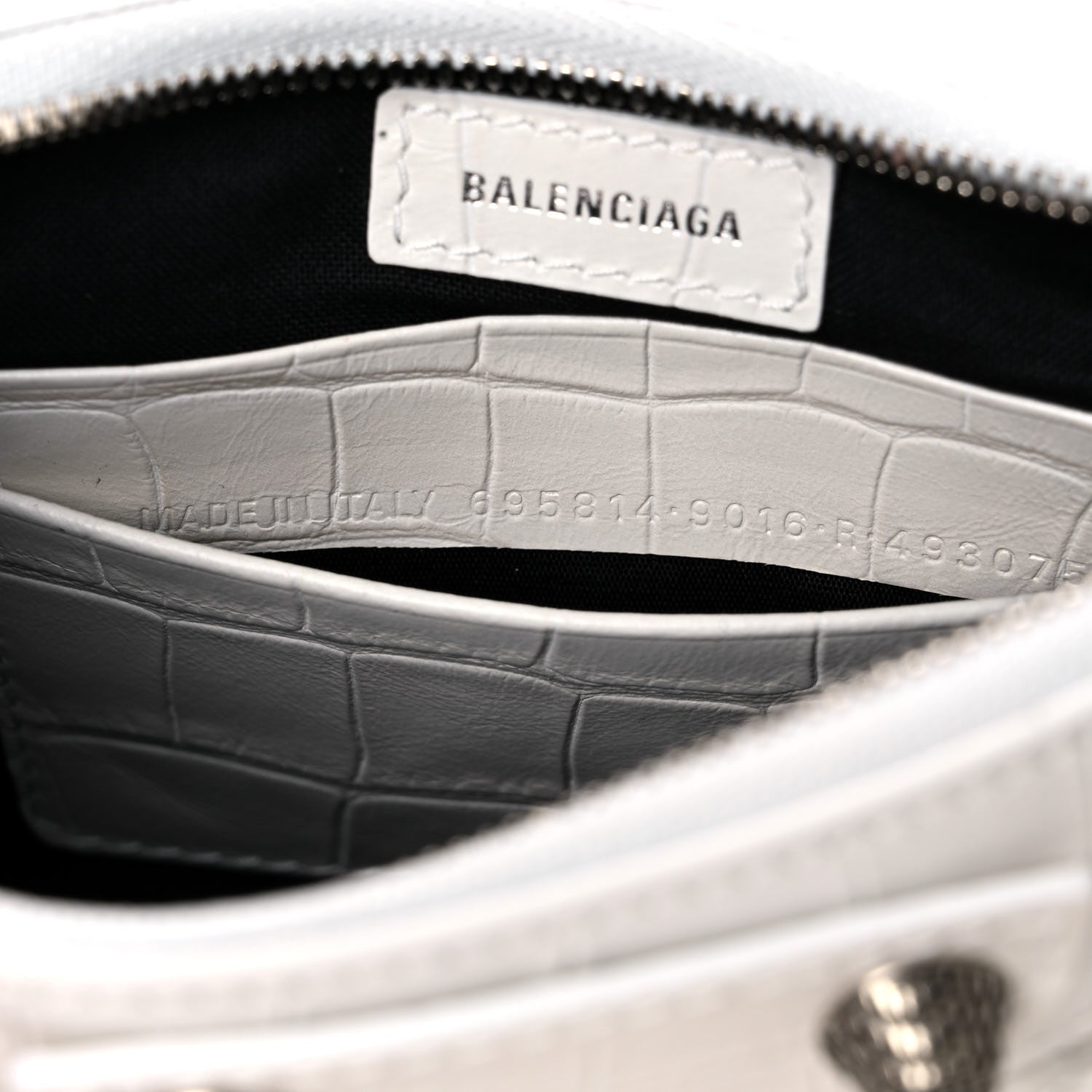 Balenciaga Extra Supple Calfskin Crocodile Embossed Le Cagole Mini Purse With Chain White 9 of 9