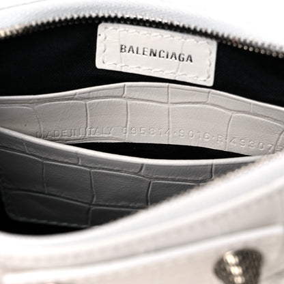 Balenciaga Extra Supple Calfskin Crocodile Embossed Le Cagole Mini Purse With Chain White 9 of 9