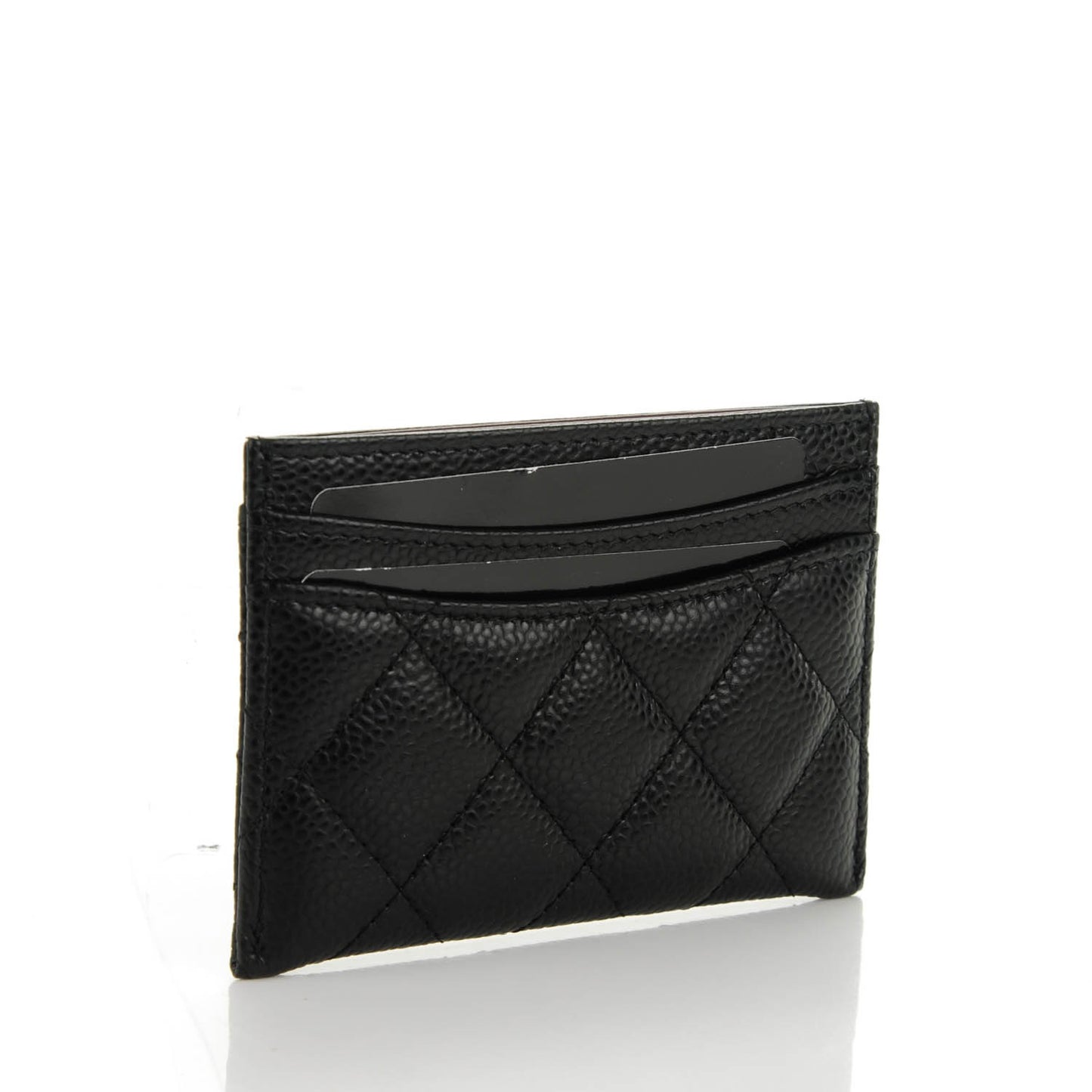 Caviar Quilted Card Holder Black
