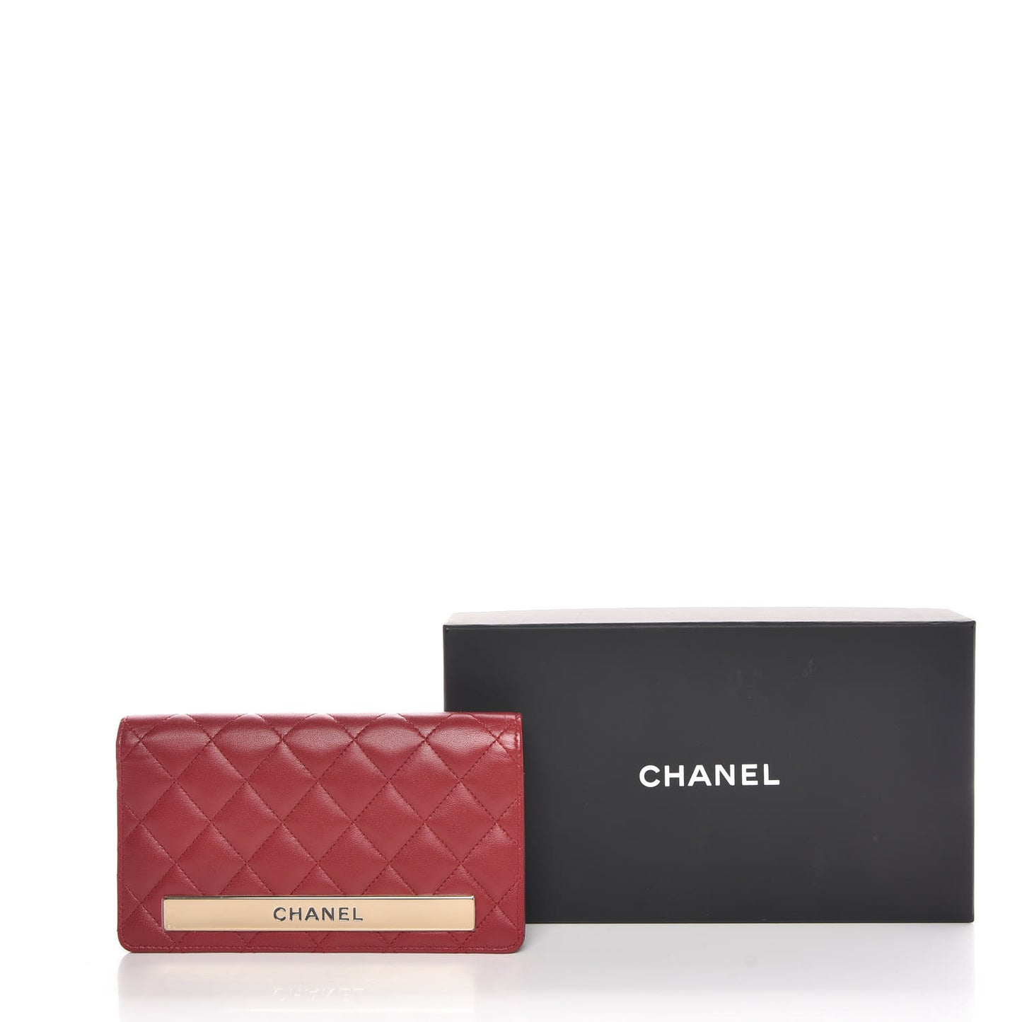 Lambskin Quilted Trendy CC Yen Wallet Red