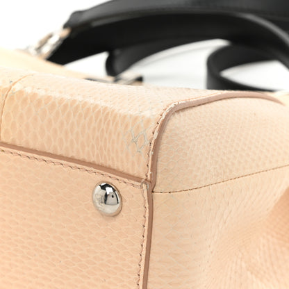 Fendi Water Snakeskin Nappa Medium Peekaboo Iconic Satchel Beige Black 16 of 21