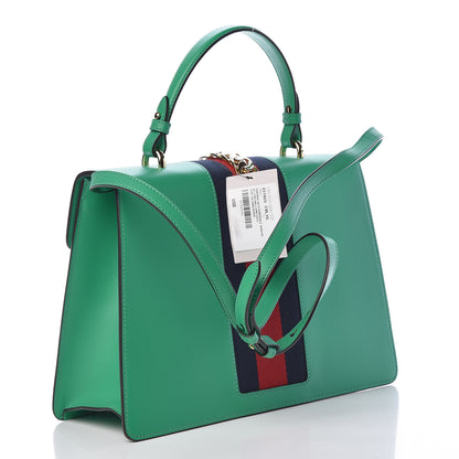 Gucci Vitello Fontanella Web Medium Sylvie Top Handle Bag Synthetic Green Garden 3 of 12