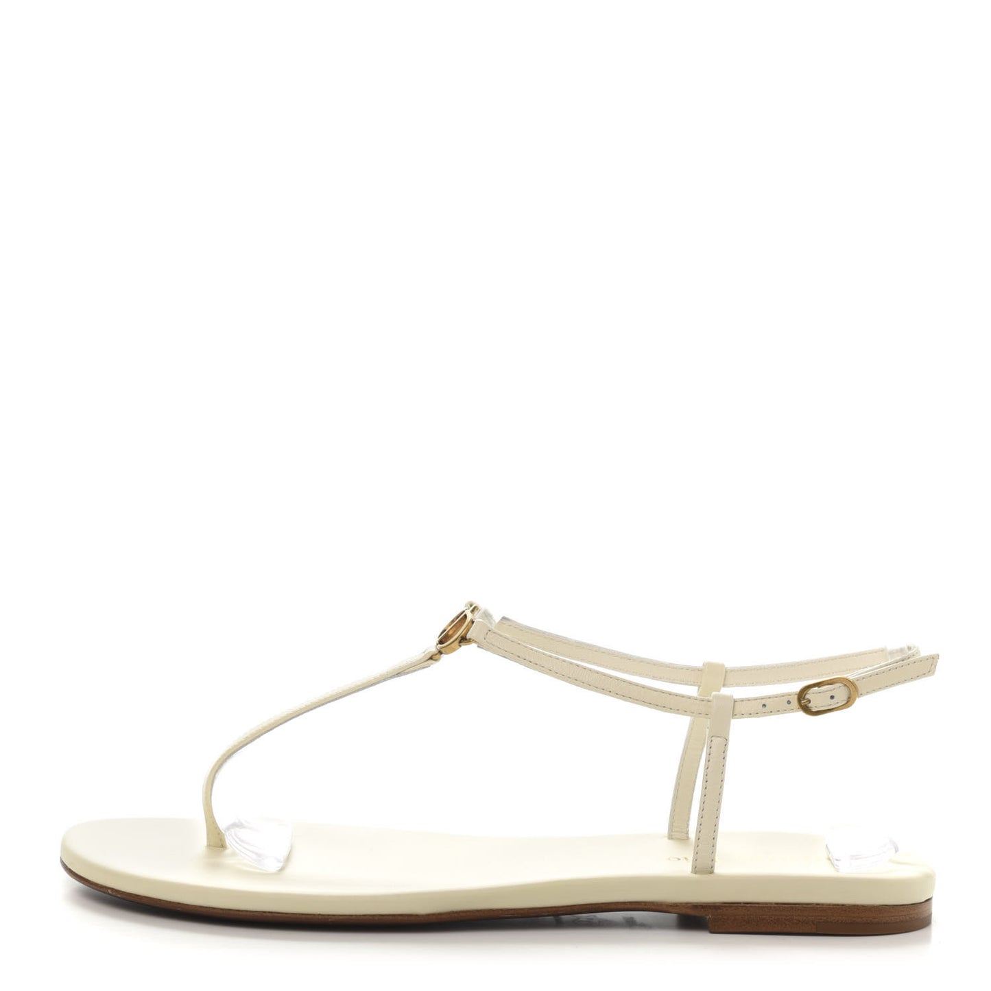 Lambskin Signature T-Strap Sandals 39 Off White