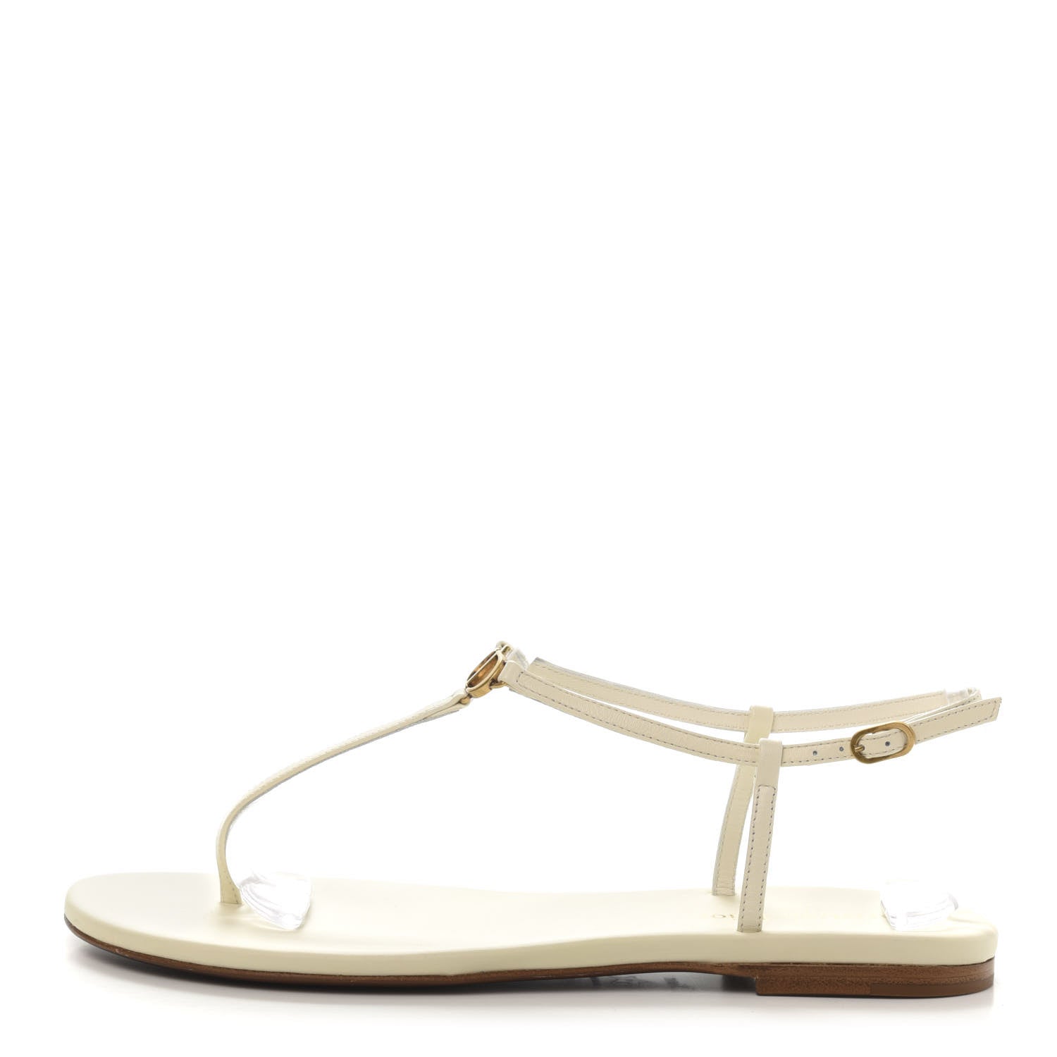 Christian Dior Lambskin Signature T-Strap Sandals 39 Off White 1 of 8